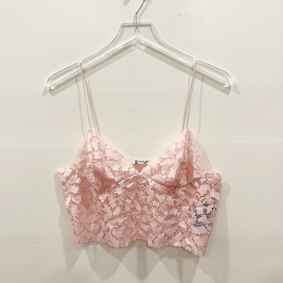 Intimately Free People Sheer Lace Brami Cami Bra Top Pink New Medium - Picture 3 of 8